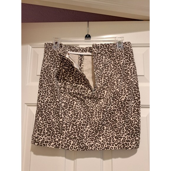 Free People Womens 10 Leopard Print Denim Modern Femme Straight Mini Skirt - Picture 3 of 4